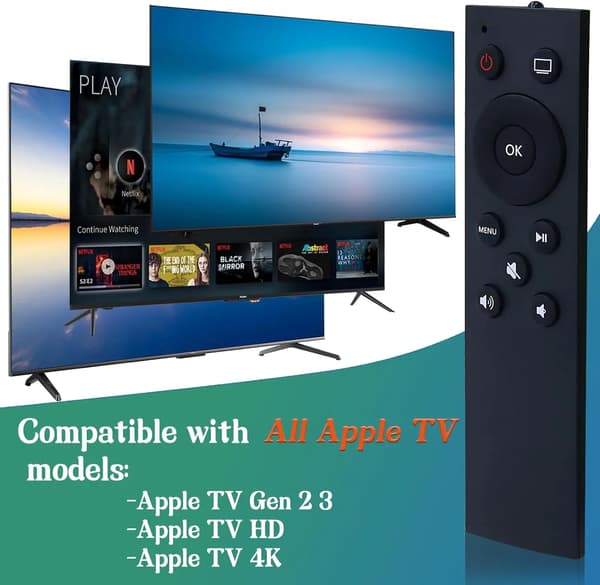 Universal IR Ersättningsfjärrkontroll Apple TV Kompatibel svart