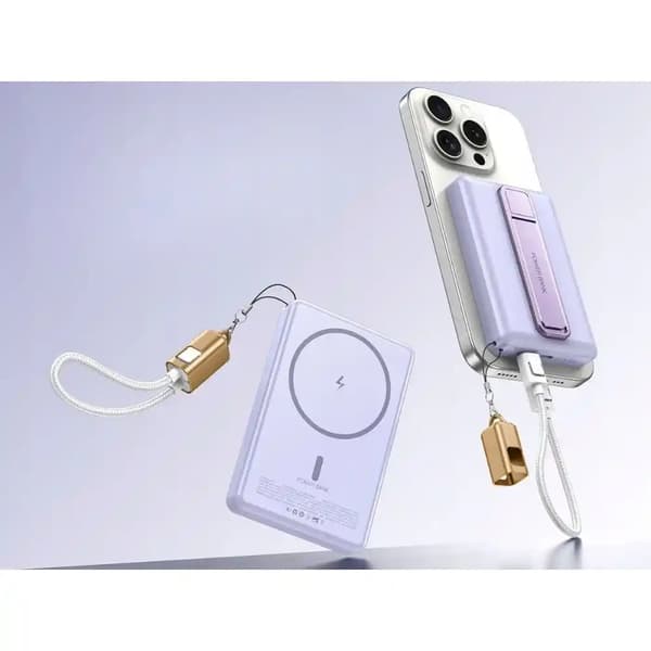 Magnetisk powerbank 5000 mAh – Trådløs lading 15 W & hurtiglading 20 W USB-C / Lightning