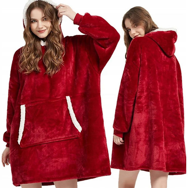 100% Bomull Oversize Blanket Snuggie Röd röd one size