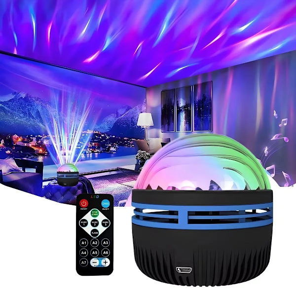 Mini Roterende RGB Nordlys Aurora LED Projektor Nattelys
