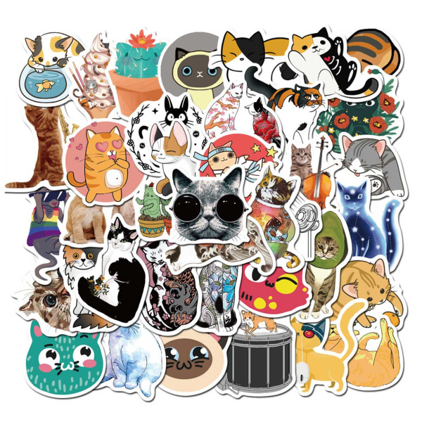 50-pack Klistermärken Dekaler Scrapbook Katter Cats flerfärgad