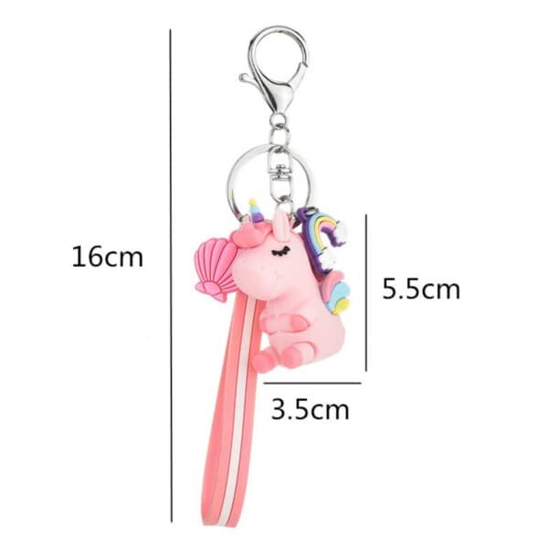 Key Ring Pink Unicorn Rainbow rosa