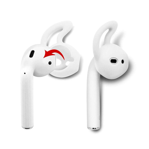 AirPods silikon øreplukker med ørekroker øreputer hvit