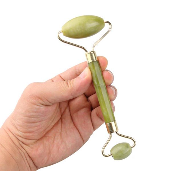 Natural Quartz Roller Facial Tools Mineral Stone grønn