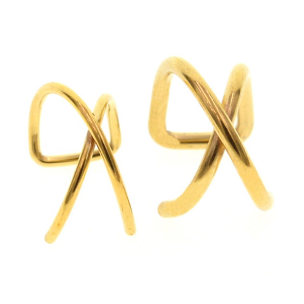 2-pack falske helix piercing ører ørepynt mansjett uten hull gull gull