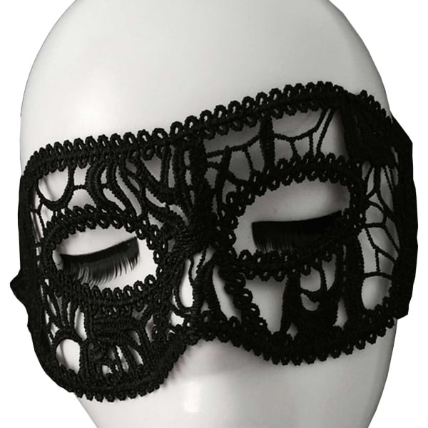 Maskerad Mask Venetiansk Balmask - Ögonmask i Spets svart