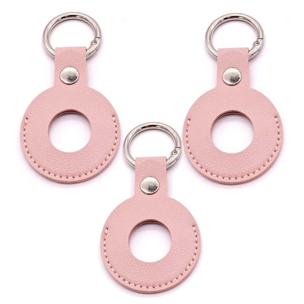 3-pack Apple Airtag Case Pink Pu Leather rosa
