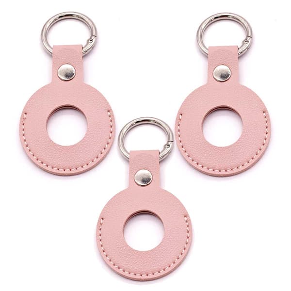 3-Pack Apple Airtag Fodral Rosa PU Skinn Läder rosa