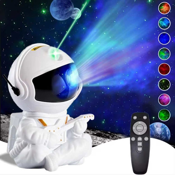 Astronaut Night Lamp Galaxy -projektori - Star-projektori kaukosäätimellä valkoinen