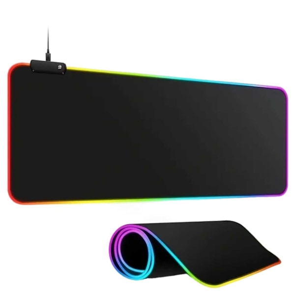 Gaming LED RGB skrivebordsmatte 80x30cm svart