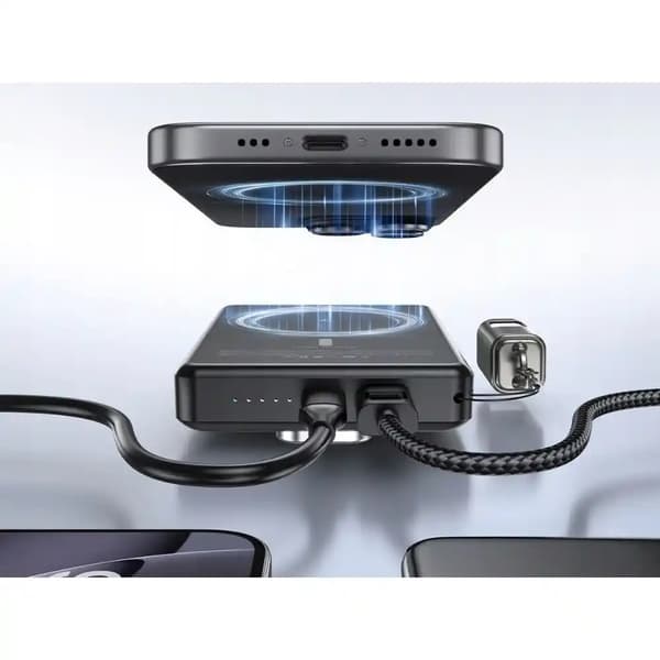 Magnetisk powerbank 5000 mAh – Trådløs lading 15 W & hurtiglading 20 W USB-C / Lightning
