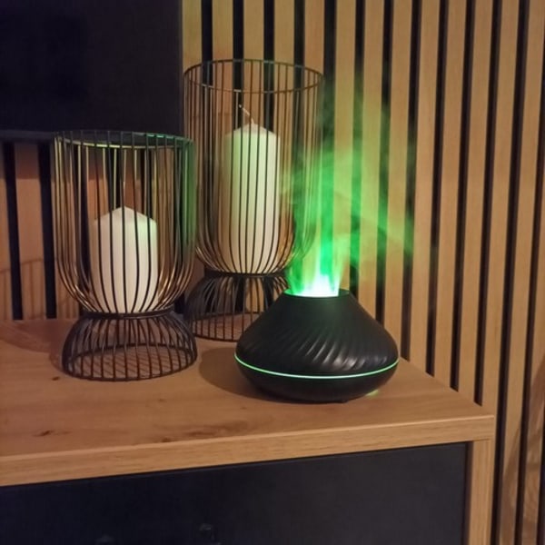 Flaming Aroma diffuusori | 3 eteeristä öljyä | RGB ilmankostutin musta