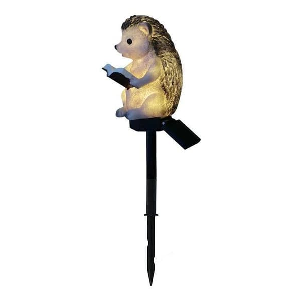 Solcellelampe LED pindsvin 42 cm – Havemindepynt med skumringssensor IP44 sort