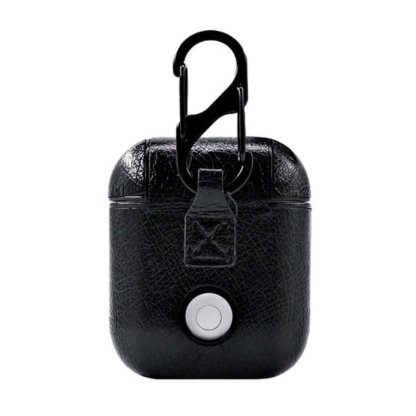 Black Apple AirPods 1/2 taske Case Protection Case i læder læder sort