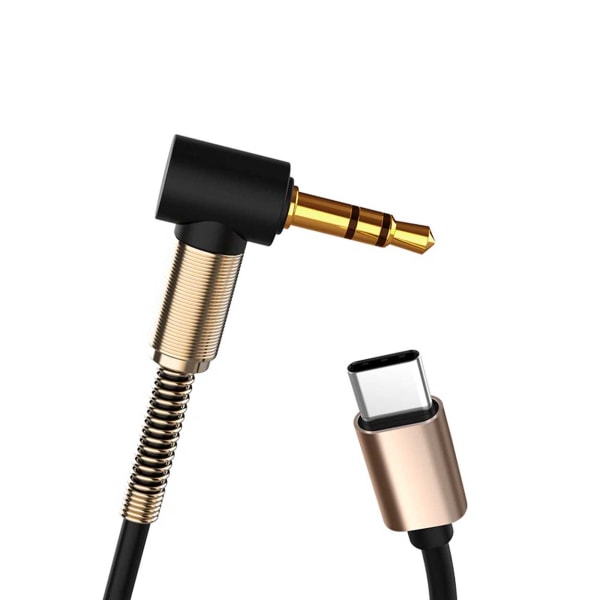 1m 3,5mm AUX USB-C Ljudkabel Hörlurskabel Type-C svart