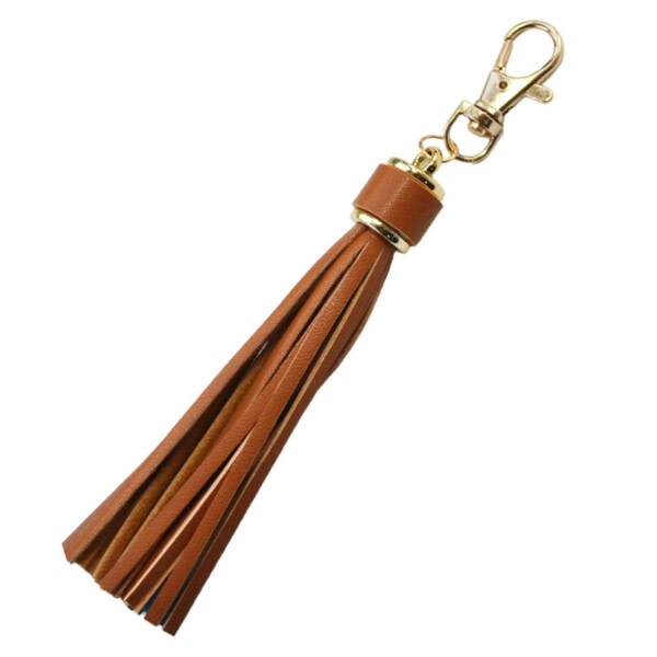 Nøkkelring Suede Leather Tassel Brun brun