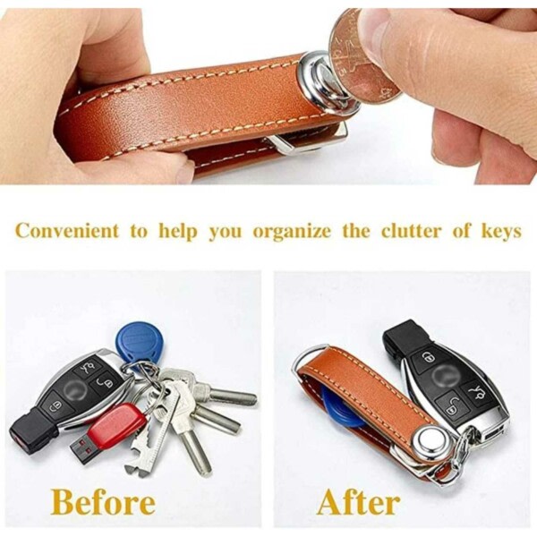 Key Organizer Läder Nyckelhållare Nyckelring Svart svart