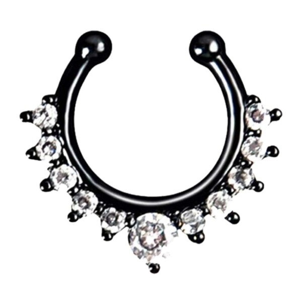 Falske septum naspiercing nese ring uten hull svart svart