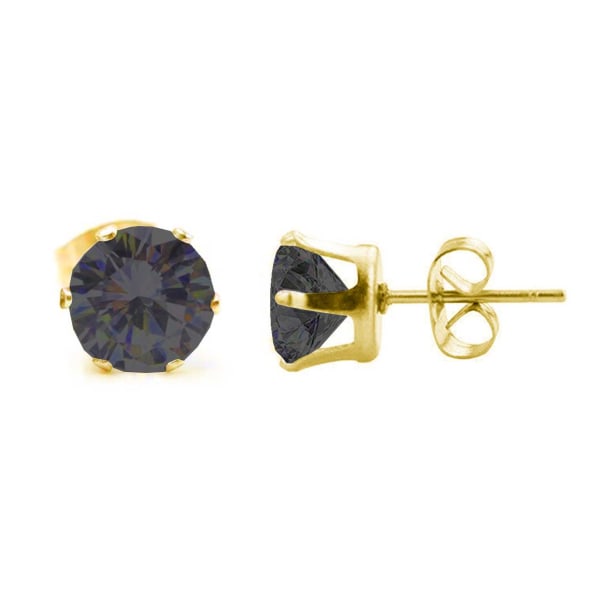 2-pakke guld piercing øreringe sort krystal - 8mm guld