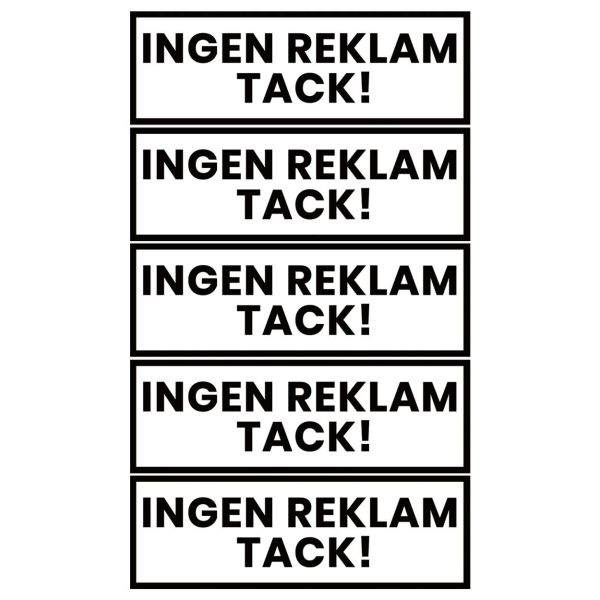 5-pack Ingen Reklam Tack Klistermärke Dekal Vit 3,5x10,5cm vit
