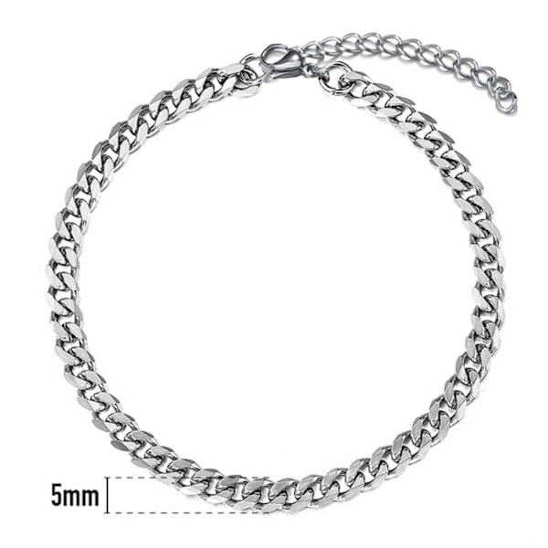 Justerbar Pansan Link Chain Armbånd Sølvkæde 5mm sølv