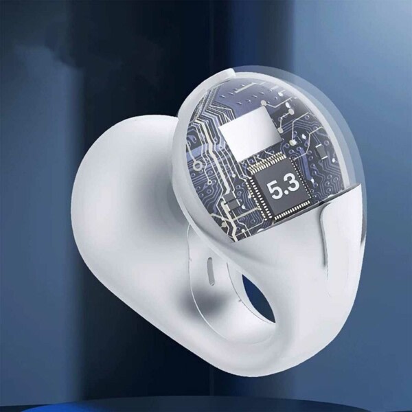 Clip On TWS Hörlurar Bluetooth 5.3 Träningshörlurar Vit vit