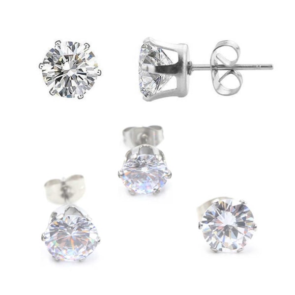 2-pack sølv krystal piercing øreringe piercing juvel - 3mm sølv