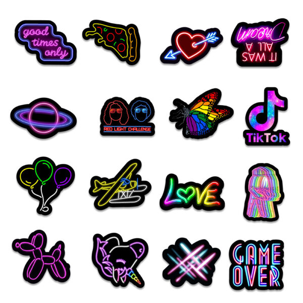 50 stk Neon Stickers flerfarget