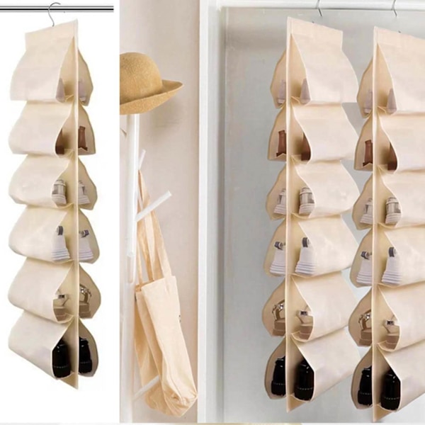 Hängande Skoförvaring Garderobsorganiserare beige