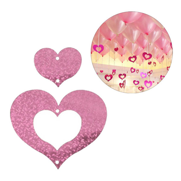 GlitterDraperi med hjerter Metallic Pink pink