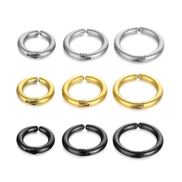 Fake Piercing Örhänge Utan Hål Tjock Ring Svart 14mm svart