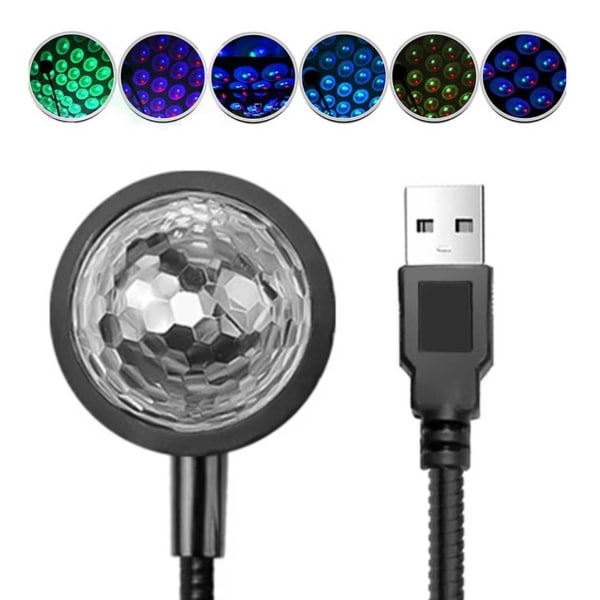 Mini USB LED Discolamp for Car Night Light svart