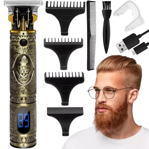 Professionell Hår- och Skäggtrimmer T-Blade svart