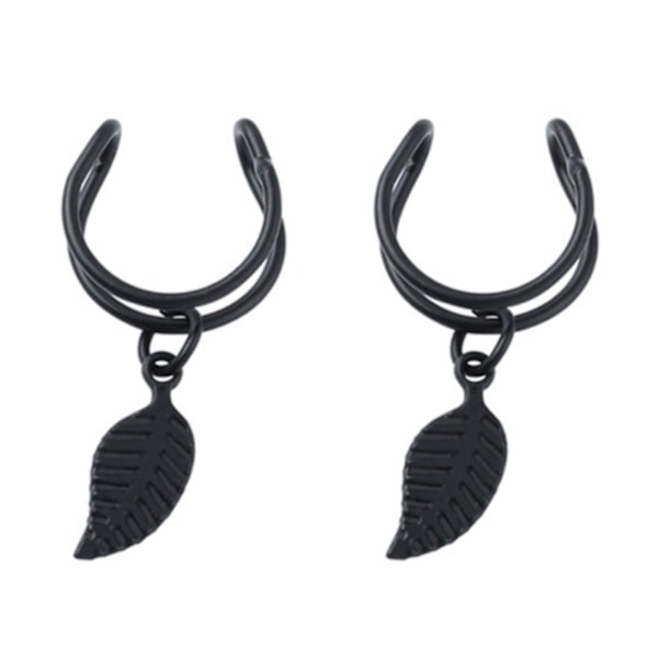 2-pack falske helix piercing ører ørepynt mansjett med vår svart svart