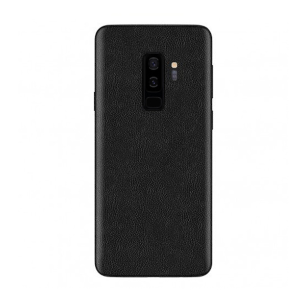 Galaxy S9 Plus Skinn Läder Skyddsplast Skin Wrap Baksida svart