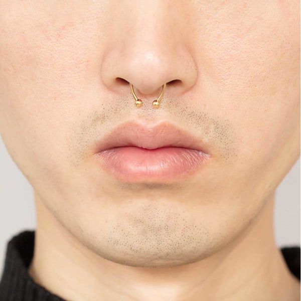 Magnetisk falsk næse ring septum naspiercing guld guld