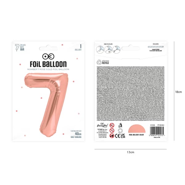 Folieballong Siffra 7 Roséguld 40 cm
