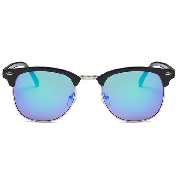 Black Clubmaster solbriller Green Mirror Glass + Senile String svart