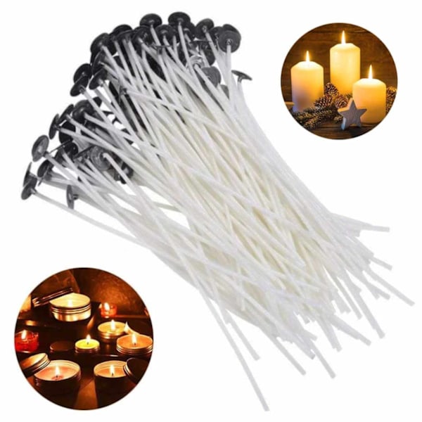 Vaxade Ljusvekar - 15cm Vekar för Stearinljus - 100-Pack