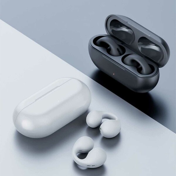 Clip On TWS Hörlurar Bluetooth 5.3 Träningshörlurar Vit vit