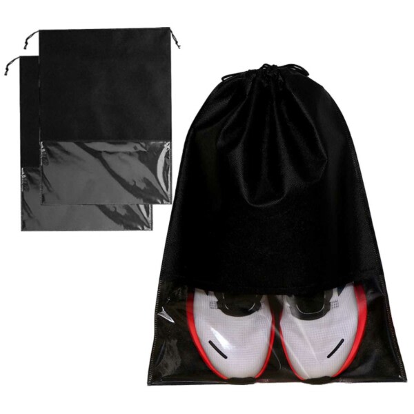 2 -pakke sko taske med vindue til rejser - sort sort