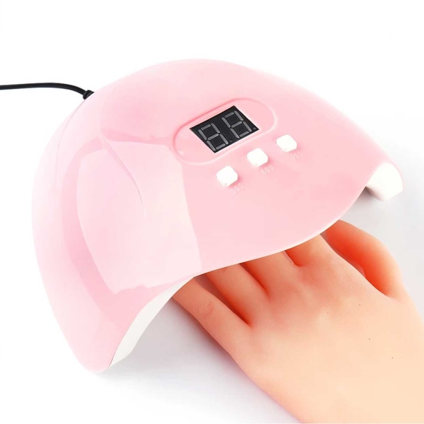 54W UV/LED-Lampa För Naglar Med Timer - Nagellampa rosa