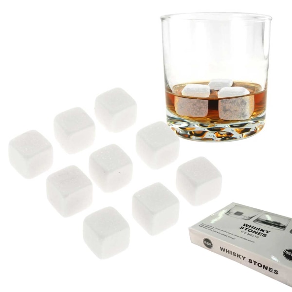 9-pack Naturliga Whiskystenar - Isbitar av Sten Vit vit
