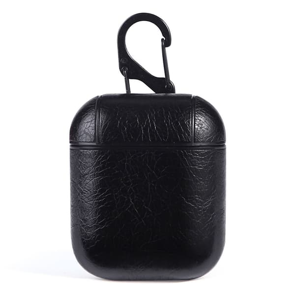 Black Apple AirPods 1/2 taske Case Protection Case i læder læder sort