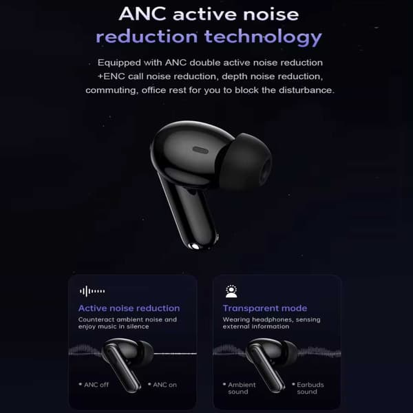 Trådløse Bluetooth-hovedtelefoner 20 timer ANC ENC BT 5.3 Sort sort