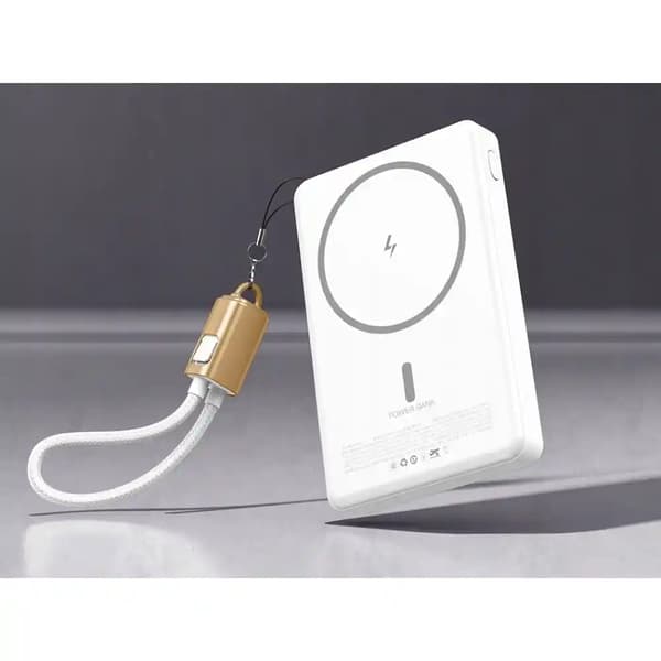 Magnetisk powerbank 5000 mAh – Trådløs lading 15 W & hurtiglading 20 W USB-C / Lightning