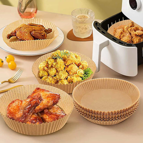 Air Fryer Papper 100-pack - 16cm Engångspapper för Luftfritös Brun brun
