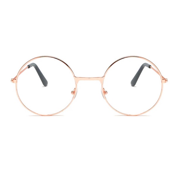 Runde briller med klart glas uden styrke rosé guld