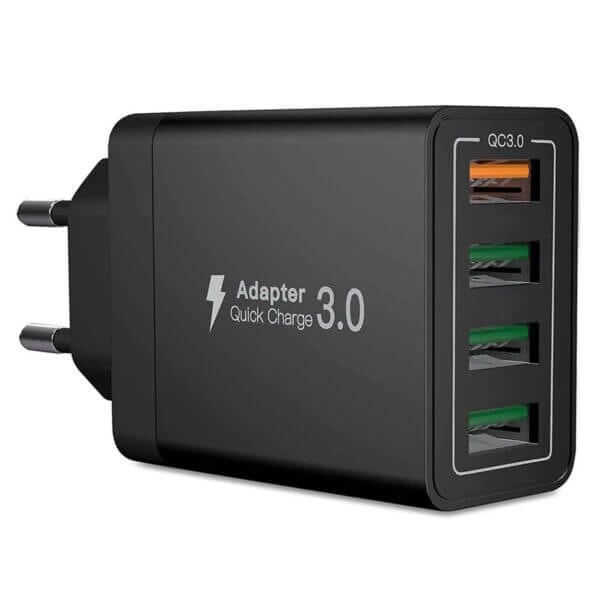 Snabbladdare 4x USB Quick Charge 3.0 3.1A Svart
