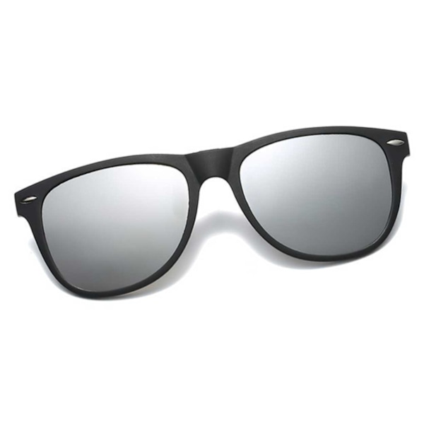 Polariserte Wayfarer Clip On Solbriller Flip Up Sølv speillinser sølv
